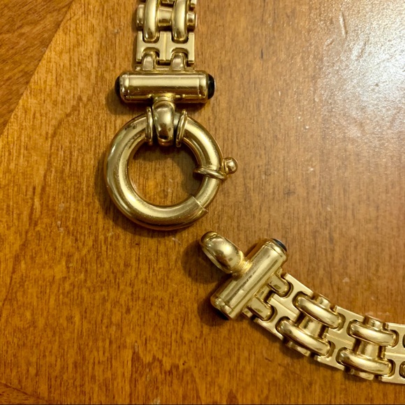 HEAVY ✨ 14K Yellow Gold Link sapphire Necklace - Picture 7 of 11